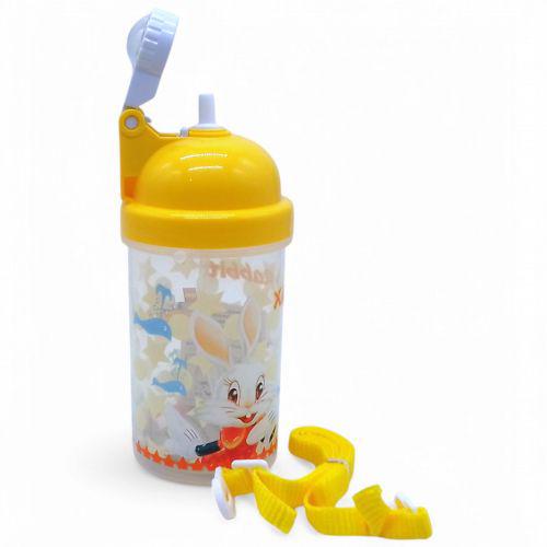 Drinking bottle with straw and strap, yellow mix 